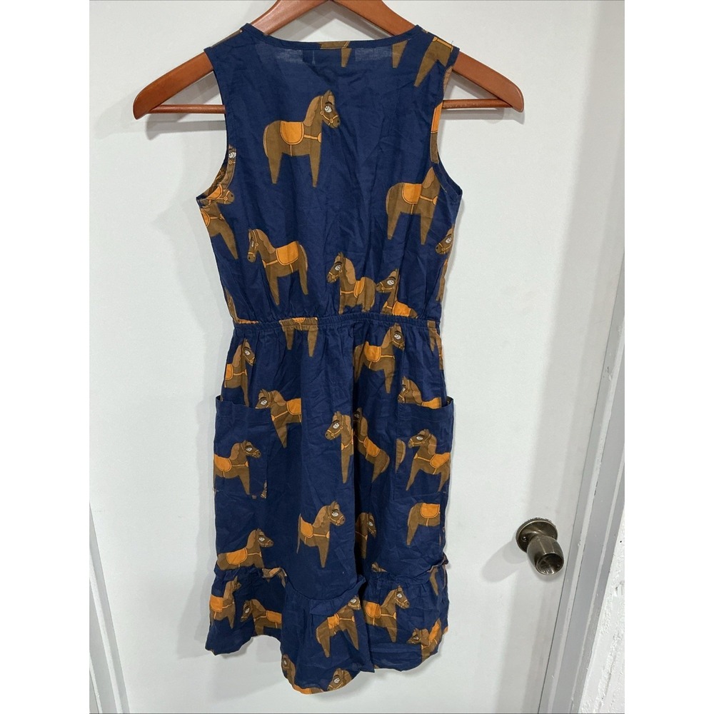 Mini Rodini Sleeveless Dress, Blue, Horse, Girls, 7-9 Or 128/134, Organic Cotton - Picture 6 of 11